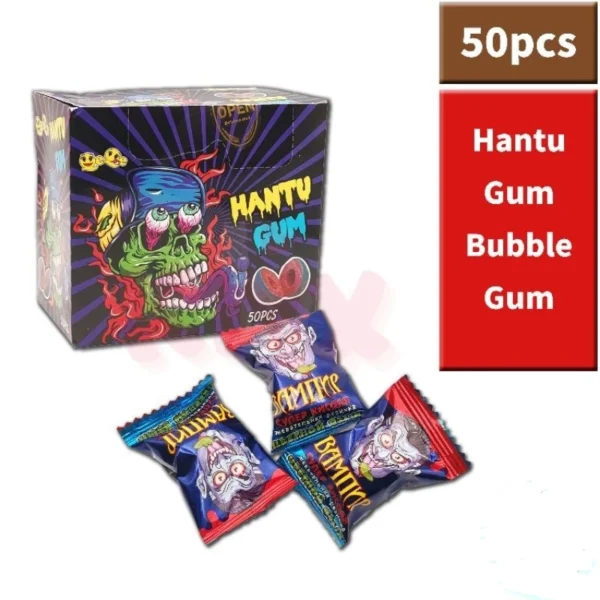 50 Pcs Hantu Gum Chewing Gum Bubble Gum   Rainbow Gum with Sour Powder   Magic Wonder Candy Halloween