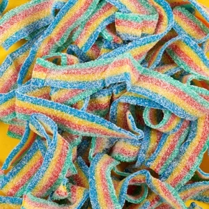 3ee07cf77853118b323689efd833c2f4.webp 40 Pcs Sanwa Rainbow Sour Belt 4 Assorted Sour Power Gummy 8g Each HALAL