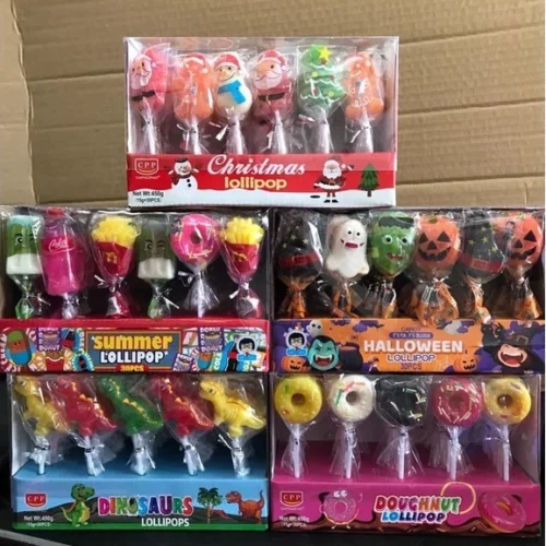 5e12f742f9d6900177ab6181badde5a2.webp 30 Pcs Summer Halloween Eyeball Dinosaur McDonald Donut Emoji Hello Kitty Bear Rabbit Spiderman Lollipop Candy HALAL