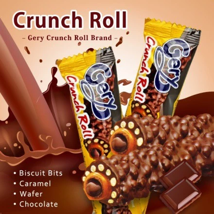 Gery Crunch Roll   Wafer Roll with Caramel   Chocolate   Vanilla Chocolate