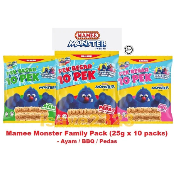 Mamee Monster Family Pack    BBQ   Ayam   Pedas